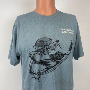 Rink Rat Hockey Wheels Soft Heart Hard Body Double Sided T Shirt Vtg Blue Size M